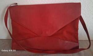 Bally Paris  Brilliant Red Leather Clutch Bag With Shoulder Strap